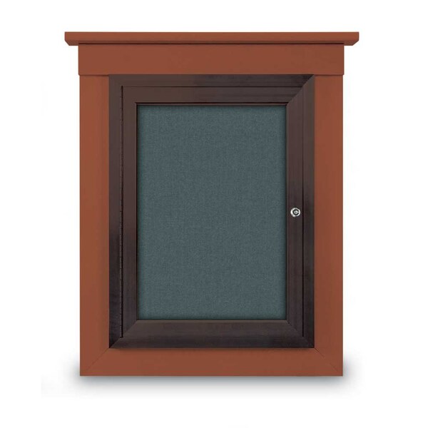 42"x32" 2-Door Enclosed Letterboard, Header, Green Felt/Lt Oak